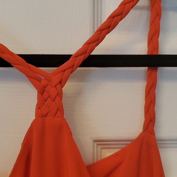 Orange Braided Racerback Summer Dress - M - Picture 3 of 3